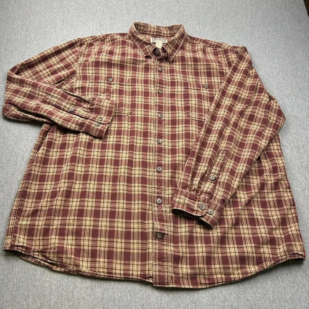 Duluth Trading Free Swingin Relaxed Fit‎ Flannel Shirt Mens 3XLT Long Sleeve Red